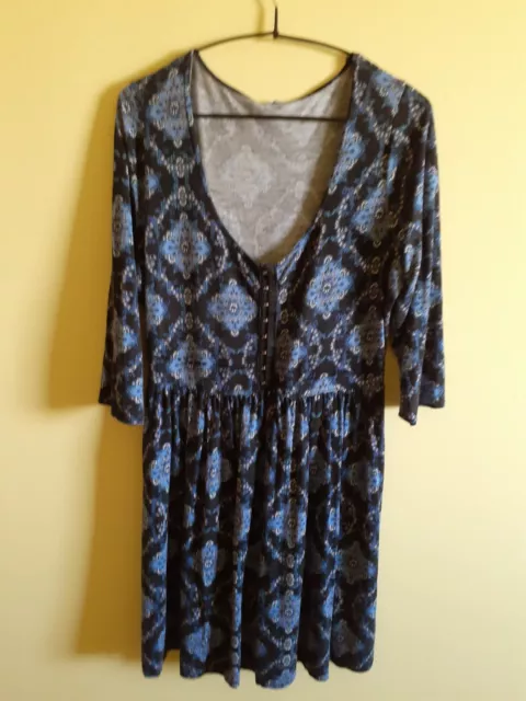 Ladies blue abstract tunic top size 12