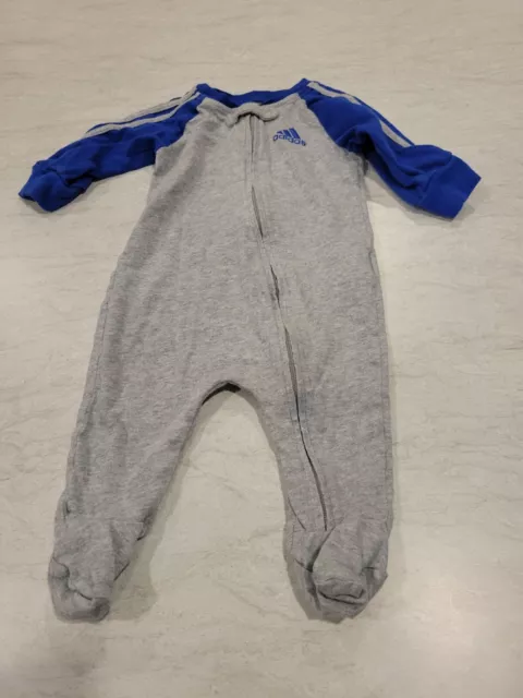 Adidas Long Sleeve Coverall, One-Piece Baby Infant  Boys 3 months Gray/blue