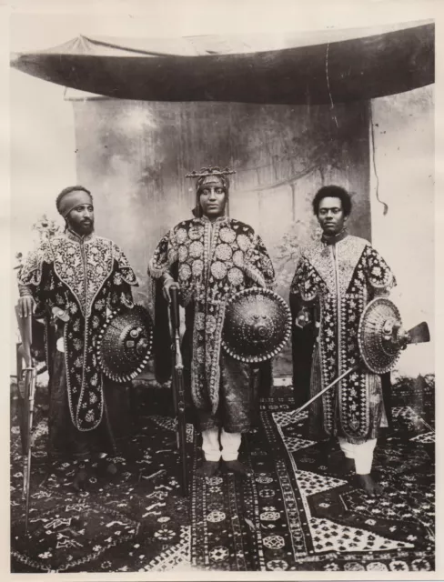 1935 Press Photo Emperor Haile Selassie of Ethiopia, Iere Biru and Lij Iyasu