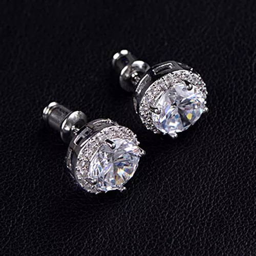 Boucles d'oreilles cubiques en zircone pour hommes/garçons : Lewis Hamilton plaqué or blanc 18 ct 2