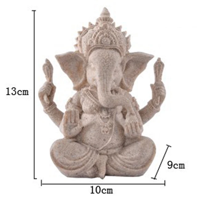 Sandstone Ganesha Buddha Elephant Statue Sculpture Handmade Figurine Home