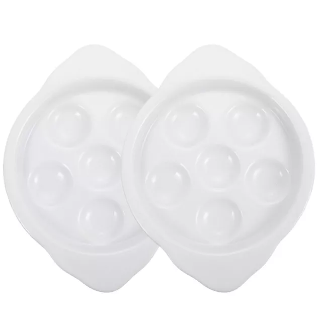 2Pack Ceramic Escargot Plates 6 Holes 7 Inch Seafood Snail Cooking Plates