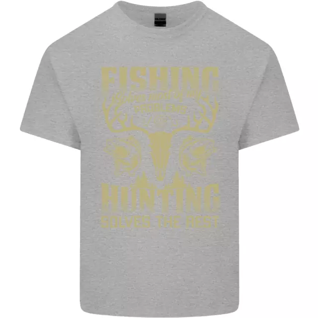 T-shirt da pesca e caccia pescatore cacciatore divertente da uomo cotone 5