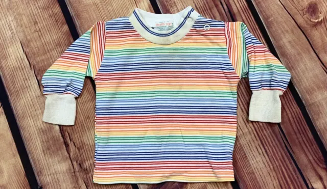 VTG 70's Health-Tex Permanent Press Striped Rainbow Long Sleeve Shirt 6 Months