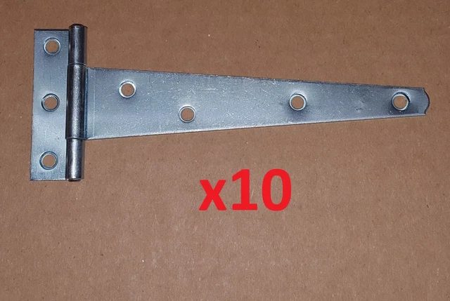 10 pc (6 inch) Zinc Light Duty Tee Hinge Barn/Cabinet/Door/Fence/Gate Lot DIY