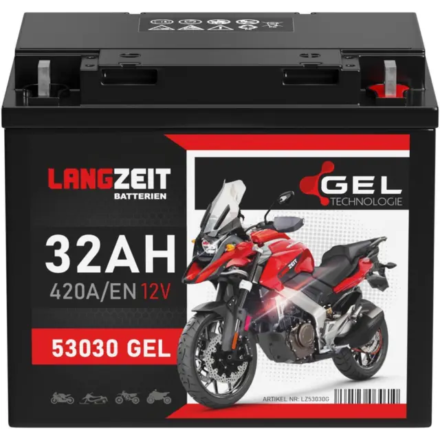 Langzeit GEL Motorradbatterie 32Ah 12V Batterie Y60-N30L-A C60-N30L-A 53030