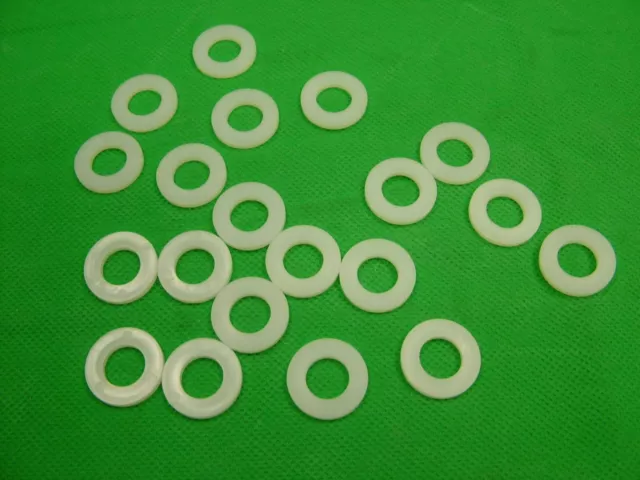 Nylon plastic washers M10 white, pack 20, outside/inside diameters 19.8mm/10.7mm