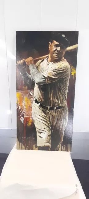 Stephen Holland Signed Babe Ruth  Hc Canvas New York Yankees