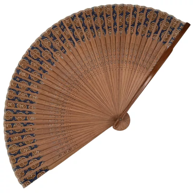 VTG Japanese Smoked Die-Cut Bamboo Silk Fabric Sensu Folding Fan: Mar24-H 2