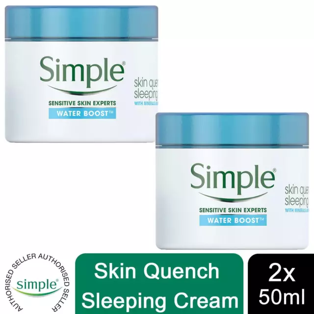 2 Pk of 50ml Simple Expert Water Boost Skin Quench Sleeping Cream with Minerals