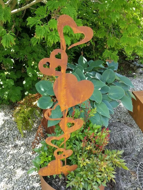 UNUS Garden – Spina A Forma Di Cuore In Metallo Effetto Ruggine, Decorazione Da Giardino, Terrazzo E Balcone