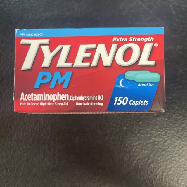 TYLENOL PM Extra Strength Pain Relief and Sleep Aid Caplets, 150 Caplets