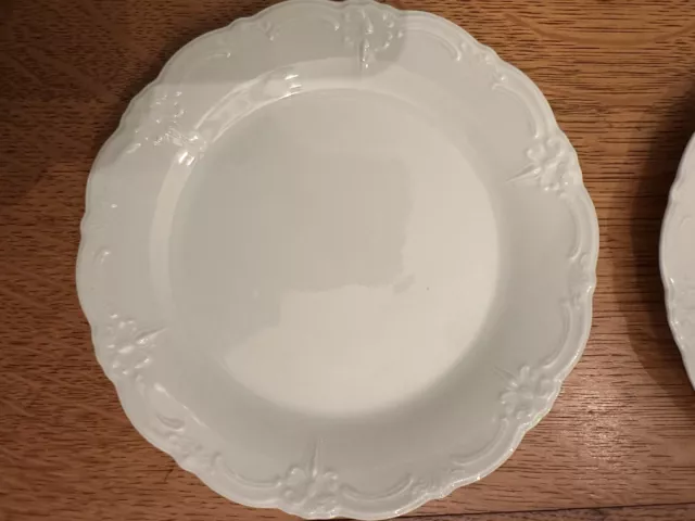 Two Hutschenreuther Tirschenreuth Baroness White Porcelain Bread & Butter Plates