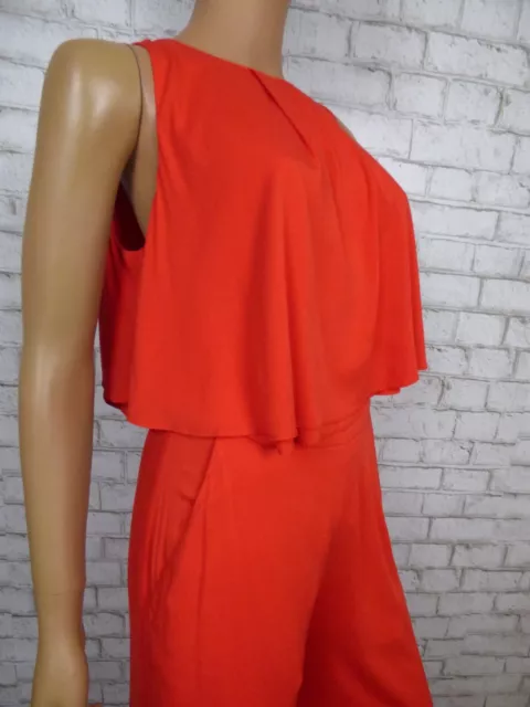 $298 Black Halo Red 2 Piece Claudia Cropped Wide Leg Jumpsuit 4 NEW B776 2