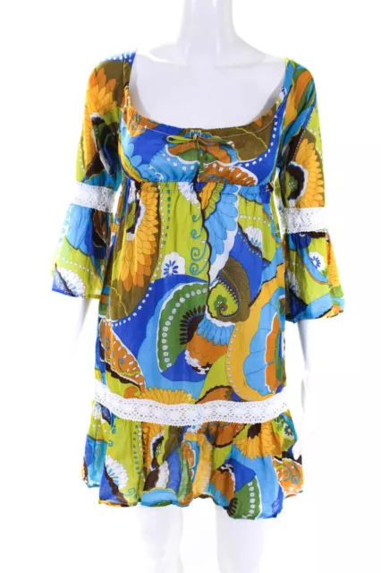 Trina Turk Womens Abstract Print Dress Multi Colored Cotton Size Extra Small