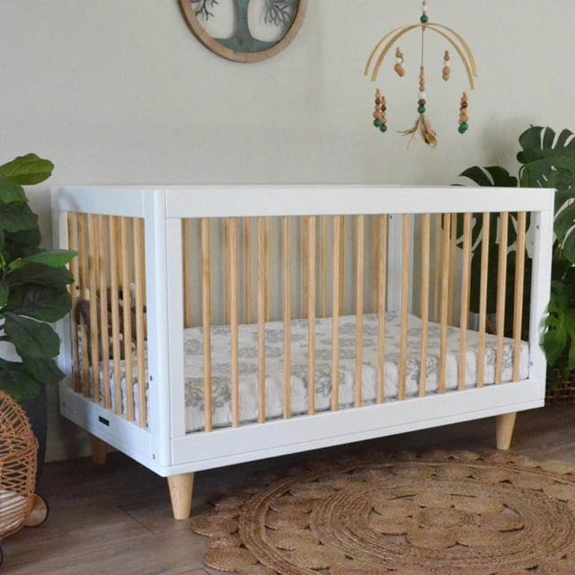 Boho Wooden Baby Cot 3 in 1 Solid NZ Pine Wood - Bonus hooded towel