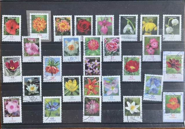 Lot Deutschland Bund 28 verschiedene Briefmarken Blumen selbstklebend 10-270 CT