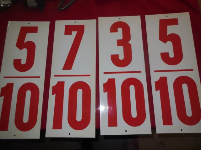 Vintage gas station price board numbers 2 sided red and white 16" x 6 " Man Cave