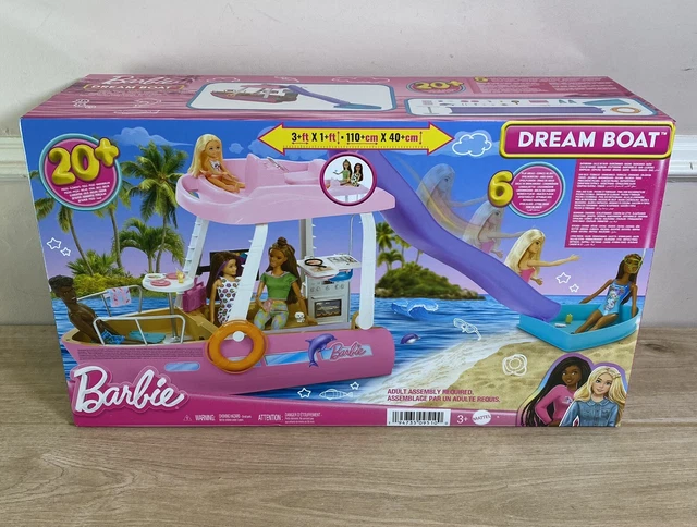 Barbie Boat with Pool and Slide, Dream Boat Playset Includes 20+ Pieces  Like Dolphin and Accessories