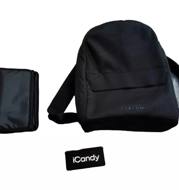 [NEW Rrp£145] iCandy CERIUM Peach 6 Pram Changing Bag Designer Black Nappy Bag .