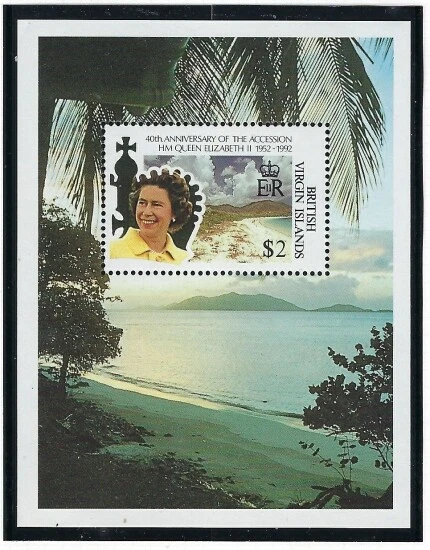 British Virgin Is 746 MNH 1992 QEII 40th anniv on Throne (mm1008)