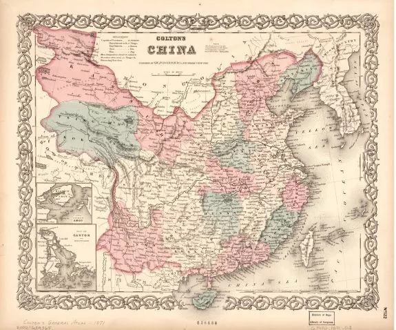 1871 Map| Colton's China| China Map Size: 20 inches x 24 inches |Fits 20x24 size