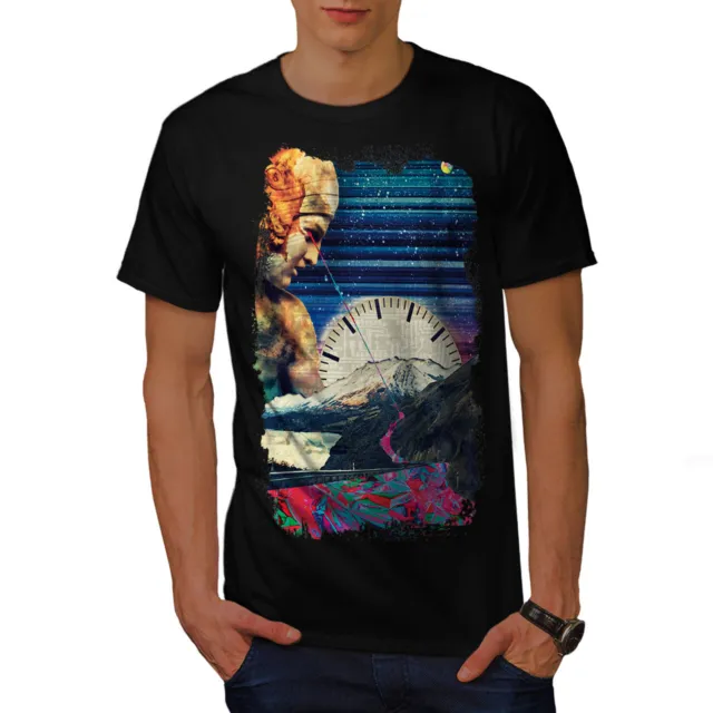 Wellcoda Space Classic Art Mens T-shirt, Time Graphic Design Printed Tee