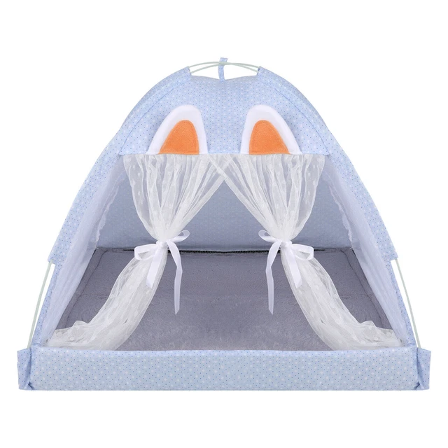Pet Cat Dog Bed Tent House Canvas Indoor Puppy Sleeping Cave Bed w/ Cushion 4
