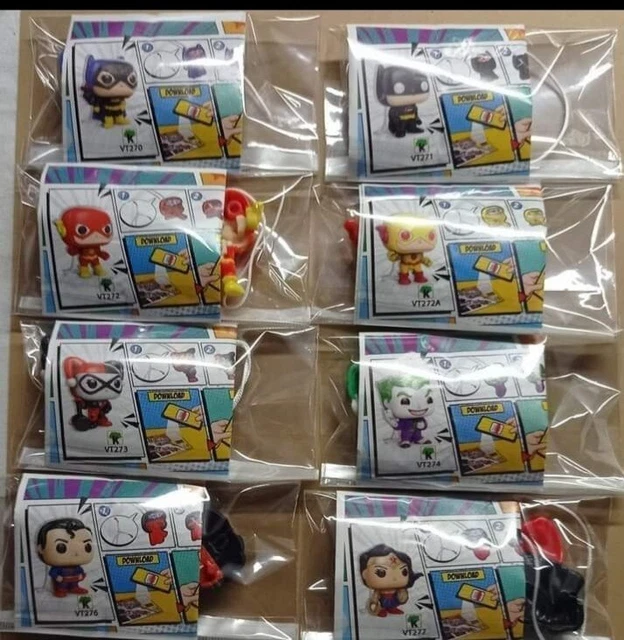 Serie Completa Supereroi Dc Funko Pop 8 Personaggi + Bpz Kinder Joy Italia 2023