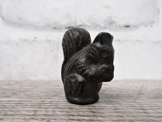 Tiny Wee Miniature Rustic 1 3/4" Tall Solid Cast Iron Forest Squirrel Figure