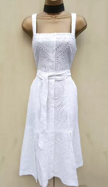 10 Abito midi UK Karen Millen bianco ricamato crociera estiva ricamato