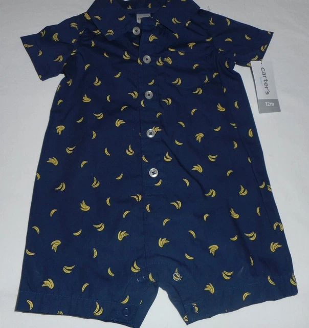 Carters Baby Boy Banana Print Romper Infant Size 12 Months - New