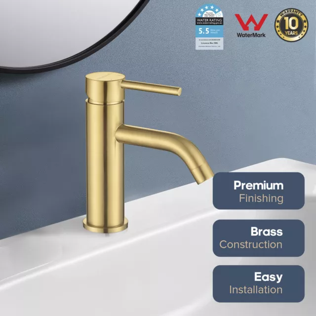 Decaura Bathroom Sink Taps Vanity Mixer Golden Basin Tapware Round Brass Wels