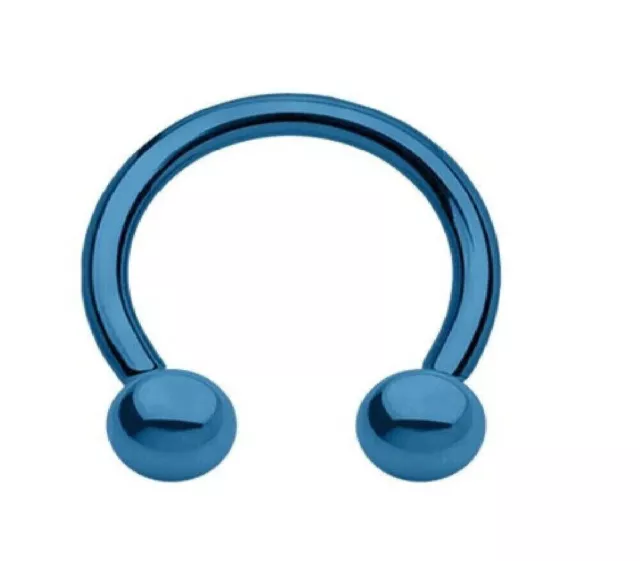 2x HORSESHOE BARBELL RING SEPTUM EAR TRAGUS SURGICAL STEEL LIP 4mm BLUE 1.2* 10m