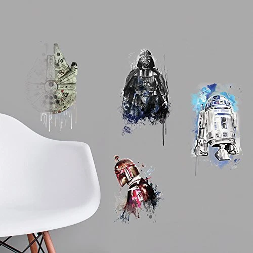 RoomMates RMK3590SCS Star Wars Iconic Watercolor Peel and Stick Wall DecalsBl...