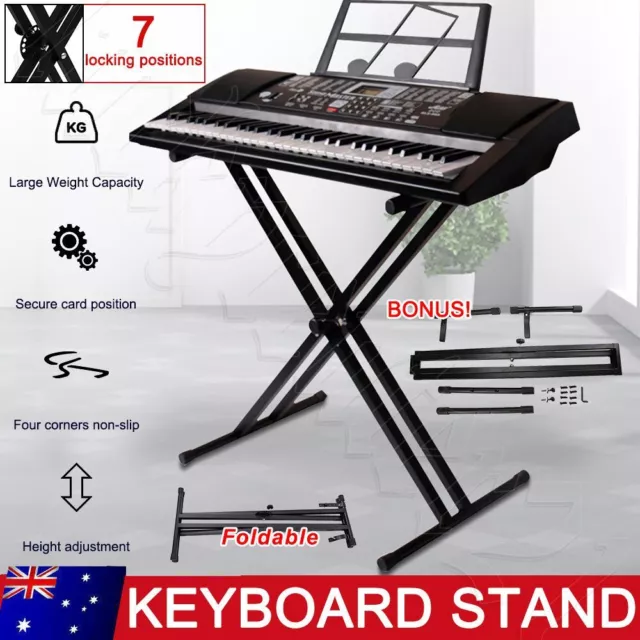 Folding Double Braced Stage X Style Adjustable Music Piano Keyboard Stand Height