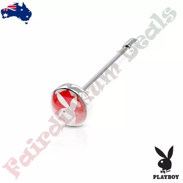 Authentic Playboy Nose Bone Stud Ring with Red Flat Top Playboy Bunny Logo