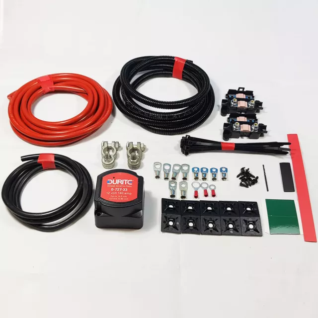 Split Charge Kit Durite Relais 10mtr 12V 140 AMP spannungsempfindlich 10 Meter