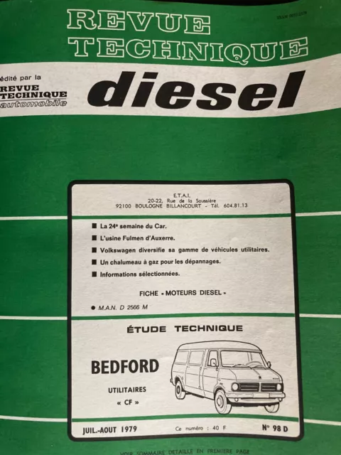 REVUE TECHNIQUE Bedford CF Moteur Perkins 4.107 / 4.108 Moteur Opel 20D / 21D