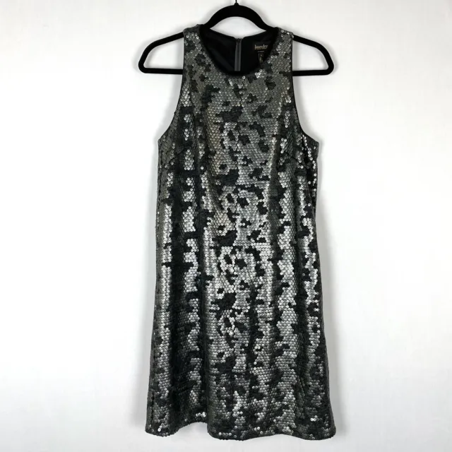 Laundry by Shelli Segal Sequin Sleeveless Cocktail Dress Small Short Gray Black