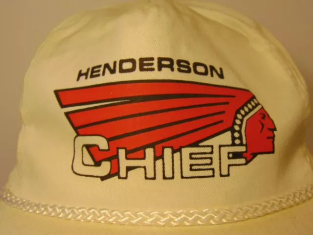 Vintage 1990s HENDERSON CHIEF SALT SPREADER INDIAN CHIEF SNAPBACK TRUCKER HAT 2