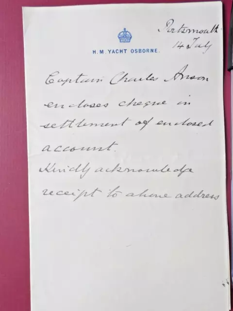 Admiral Charles Anson, Commander of HM Yacht Osborne, Signed Letter