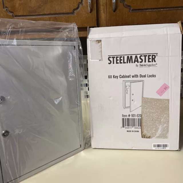 Steelmaster Steel Security Key Cabinet Box 60 Key Capacity & Tags Gray