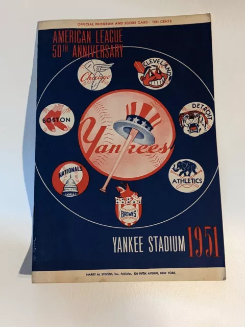 1951 Chicago Cubs Contro New York Yankees Stadio Programma Segnapunti Inciso MLB