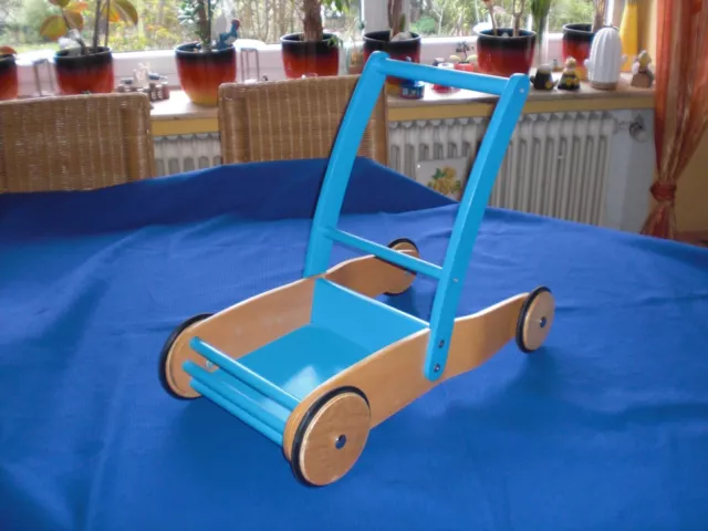 Lauflernwagen Pinolino Uli Holz blau - Flüsterreifen Bremse - cool !