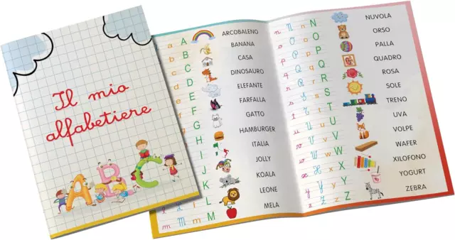 ALFABETIERE PLASTIFICATO A Libro - Abecedario per Bambini 1 Pezzo EUR 14,86  - PicClick IT