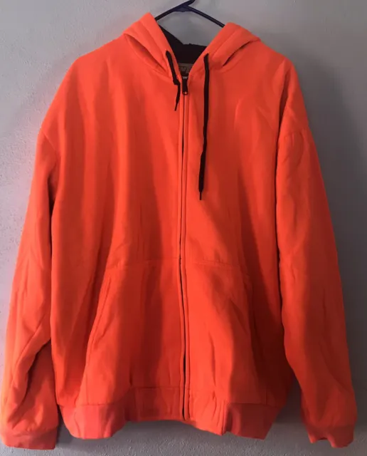 Vintage SafTbak Blaze Orange Hunting Hoodie Coat Jacket XL