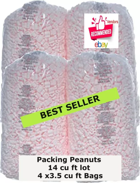 Packing Peanuts 14 cu ft lot  4 Bas x3.5 cu ft Bags Pink Anti Static USA Seller