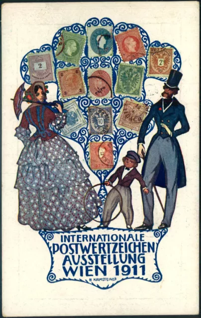 Österreich; "WIEN - Intern. Postwertzeichen Ausstellung 1911, Privat-GA mit SST