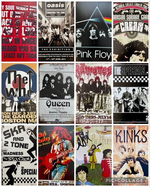 Große Retro Replik Metall Musik Pop Gruppen Rockbands Wandschilder UK Verkäufer